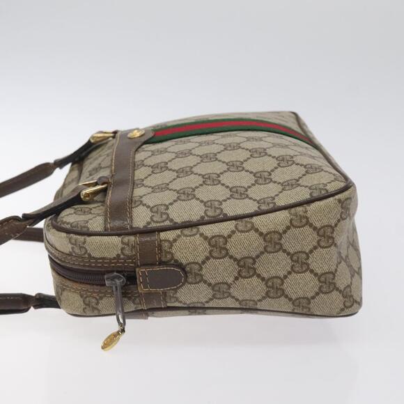 GUCCI GG Supreme Web Sherry Line Hand Bag Pvc Beige Gold Red - Picture 5 of 16
